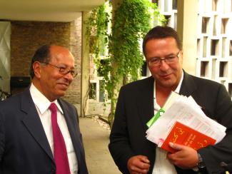 Abdallah Frangi und Hans Mörtter beim Dialoge über Palästina in der Lutherische Köln / Foto: Lothar Wages