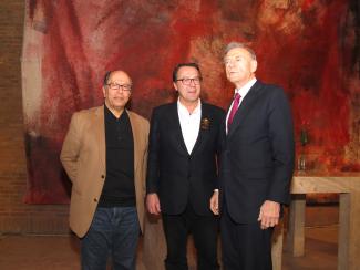 Abdallah Frangi, Hans Mörtter und  Avi Primor nach ihrem Gespräch in der Lutherkirche Köln / Foto: Lothar Wages